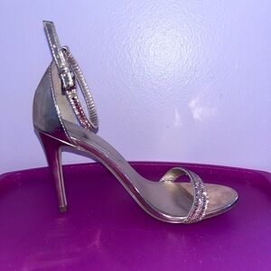 Rose gold heels with rhinestones